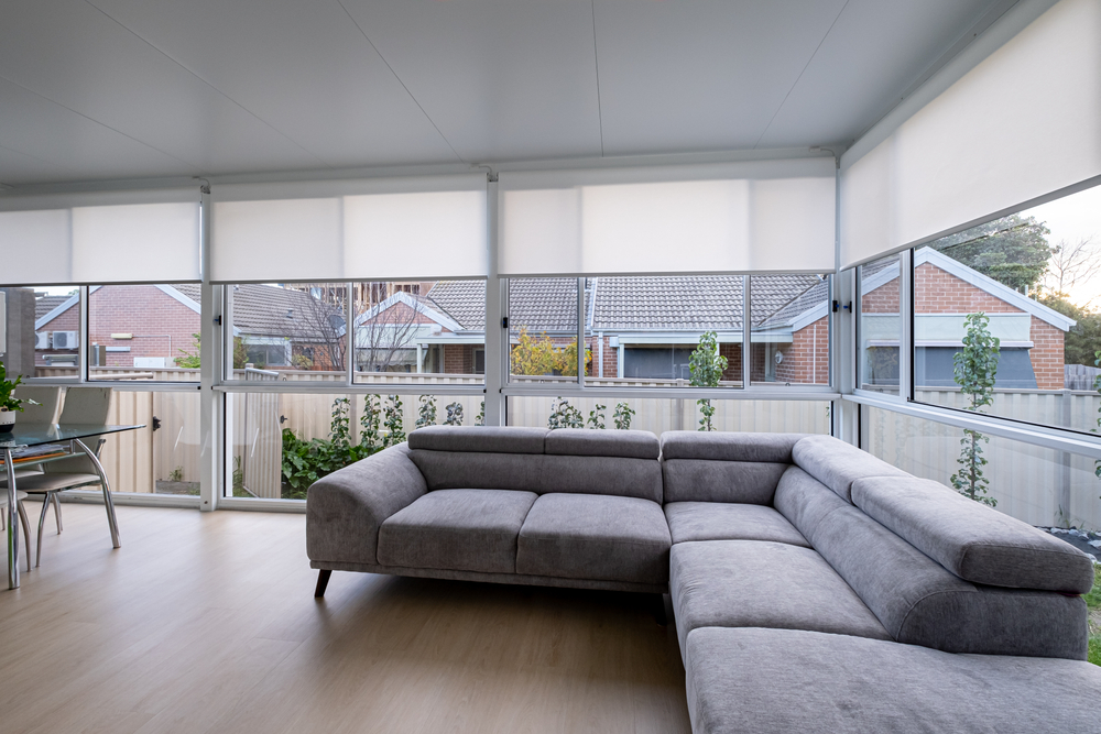 A beautiful interior with installed electric blinds